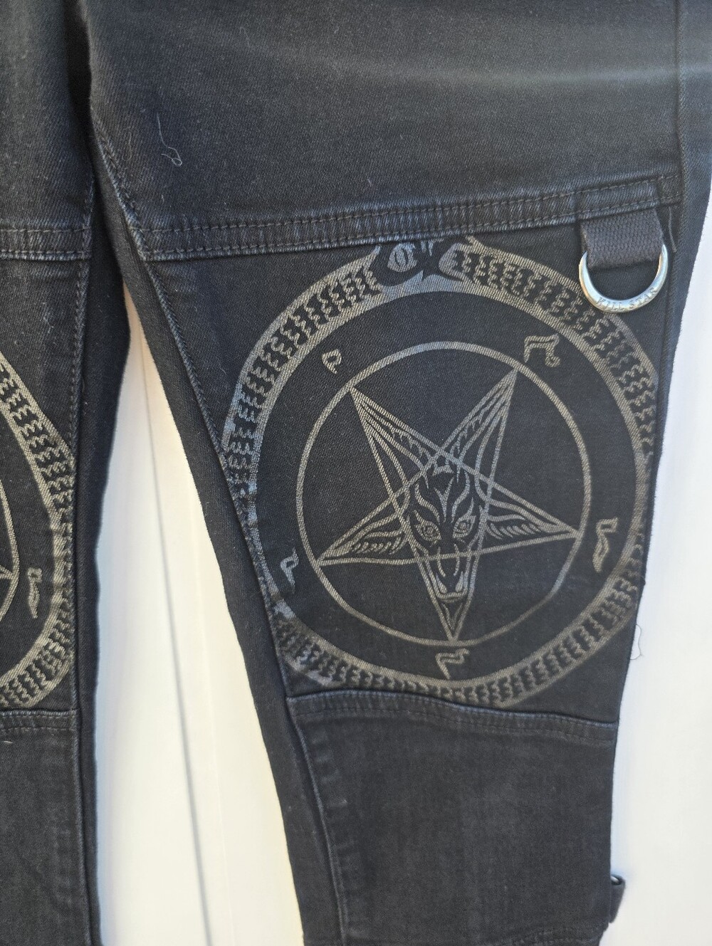 Killstar Grave Slave Skinny Goth Pentagram Occult Denim Jeans Size Small - Picture 4 of 15